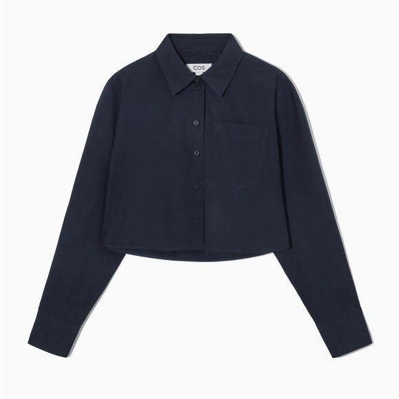 COS Cropped Poplin Shirt in Black - Picture 7 of 8